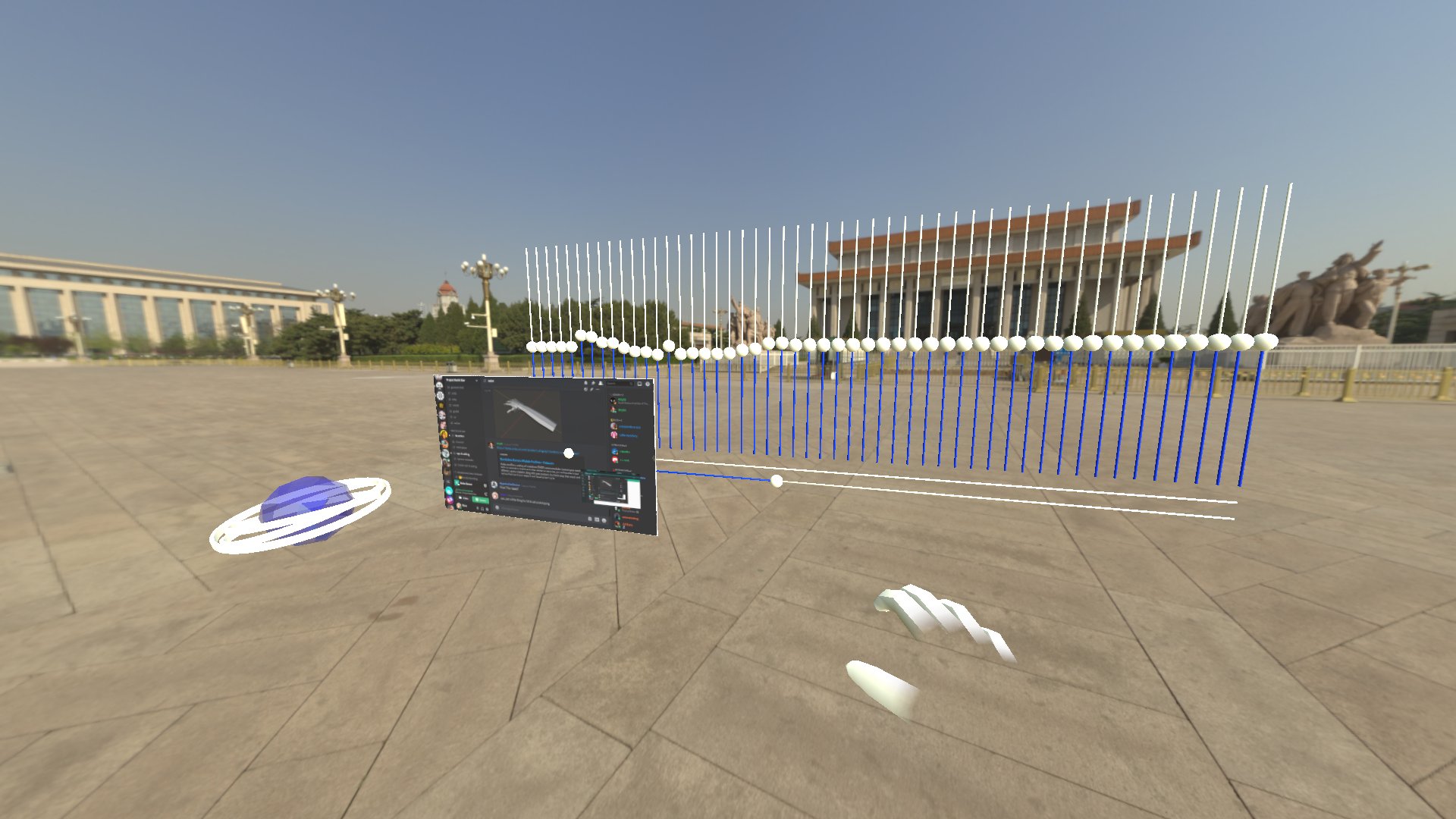 A scene showing multiple widgets, including sliders like an equalizer and a virtual touchscreen.